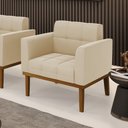 Ver imagem 1 de Poltrona Decorativa Karen Pés Fixo em Madeira Castanho Suede Bege G19 - Gran Belo