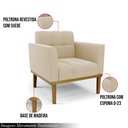 Ver imagem 3 de Poltrona Decorativa Karen Pés Fixo em Madeira Castanho Suede Bege G19 - Gran Belo