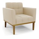 Ver imagem 2 de Poltrona Decorativa Karen Pés Fixo em Madeira Castanho Suede Bege G19 - Gran Belo