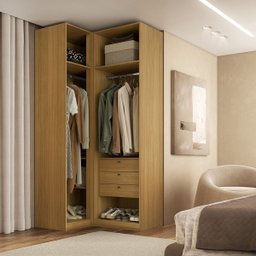 Guarda Roupa de Canto Reto 3 Portas Mdf Altezza Trend Belmax:freijó/titânio - 2