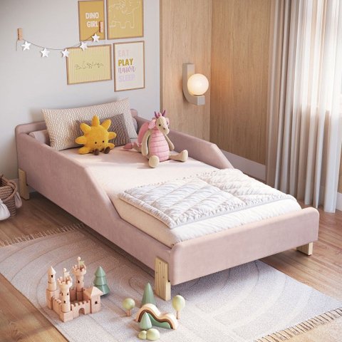 Cama Infantil Moderna Estofada Montessoriana 99cm Sentir Completa Móveis