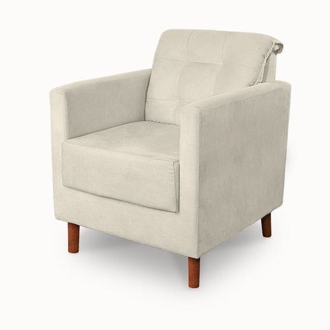 Poltrona Cadeira Angelina Decorativa Suede Bege