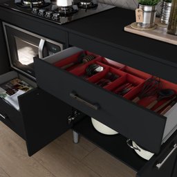 Balcão para Cooktop 140cm 5 Bocas 1 Nicho com 2 Portas e 2 Gavetas Turim - 2