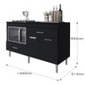 Balcão para Cooktop 140cm 5 Bocas 1 Nicho com 2 Portas e 2 Gavetas Turim - 5