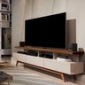Rack para TV 70" Pés de Madeira Vivare Wood 1,80 Giga Moveis:OffWhite/Freijó - 1