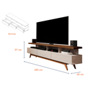 Ver imagem 3 de Rack para TV 70" Pés de Madeira Vivare Wood 1,80 Giga Moveis:OffWhite/Freijó