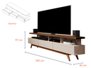 Ver imagem 3 de Rack para TV 70" Pés de Madeira Vivare Wood 1,80 Giga Moveis:OffWhite/Freijó