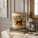 Ver imagem 2 de Cachepot Vaso Decorativo Cerâmica Craquelada Pintado À Mão Guepardo 31cm Columbus Gold