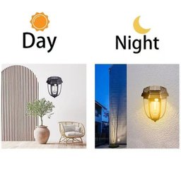 Luminaria Solar Arandela Retro Vintage Led Filamento Colonial 3 Modos Sensor Movimento Presença Casa - 4