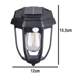 Luminaria Solar Arandela Retro Vintage Led Filamento Colonial 3 Modos Sensor Movimento Presença Casa - 7
