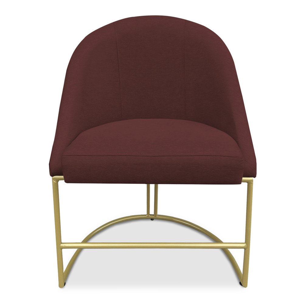 Cadeira Poltrona de Jantar Bela Suede Marsala Base Metálica Industrial Dourado - Pallazio - 3