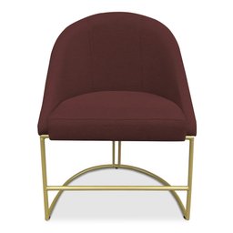 Cadeira Poltrona de Jantar Bela Suede Marsala Base Metálica Industrial Dourado - Pallazio - 3