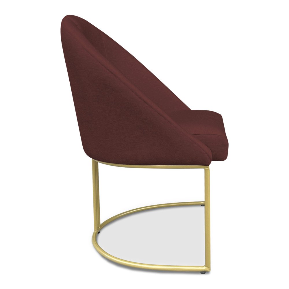 Cadeira Poltrona de Jantar Bela Suede Marsala Base Metálica Industrial Dourado - Pallazio - 4