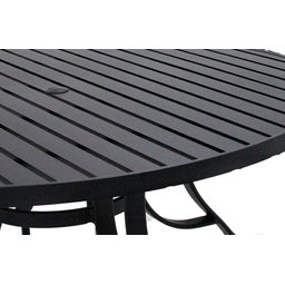 Conjunto com Mesa Ripada 1,40m + 6 Cadeiras de Jardim e Piscina + Guarda Sol - 12
