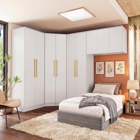 Quarto Modulado Adapt 9 Portas 4 Gavetas MDP 465cm Branco