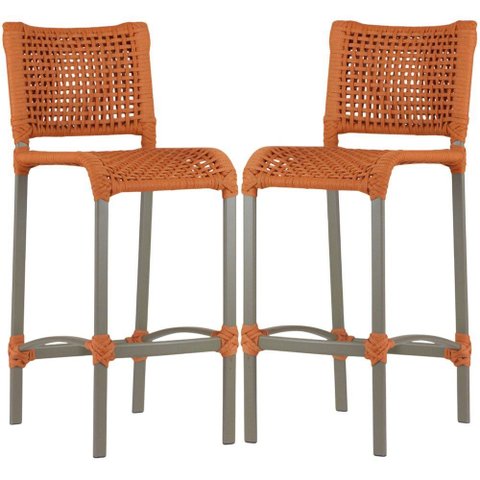 2 Banquetas Haiti em Corda Náutica Alumínio Balcão Edícula Cozinha Trama Original