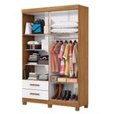 Ver imagem 2 de Guarda-roupa Solteiro Solo 4 Portas 2 Gavetas com Pés e Espelho Cinamomo/branco - Pnr Móveis