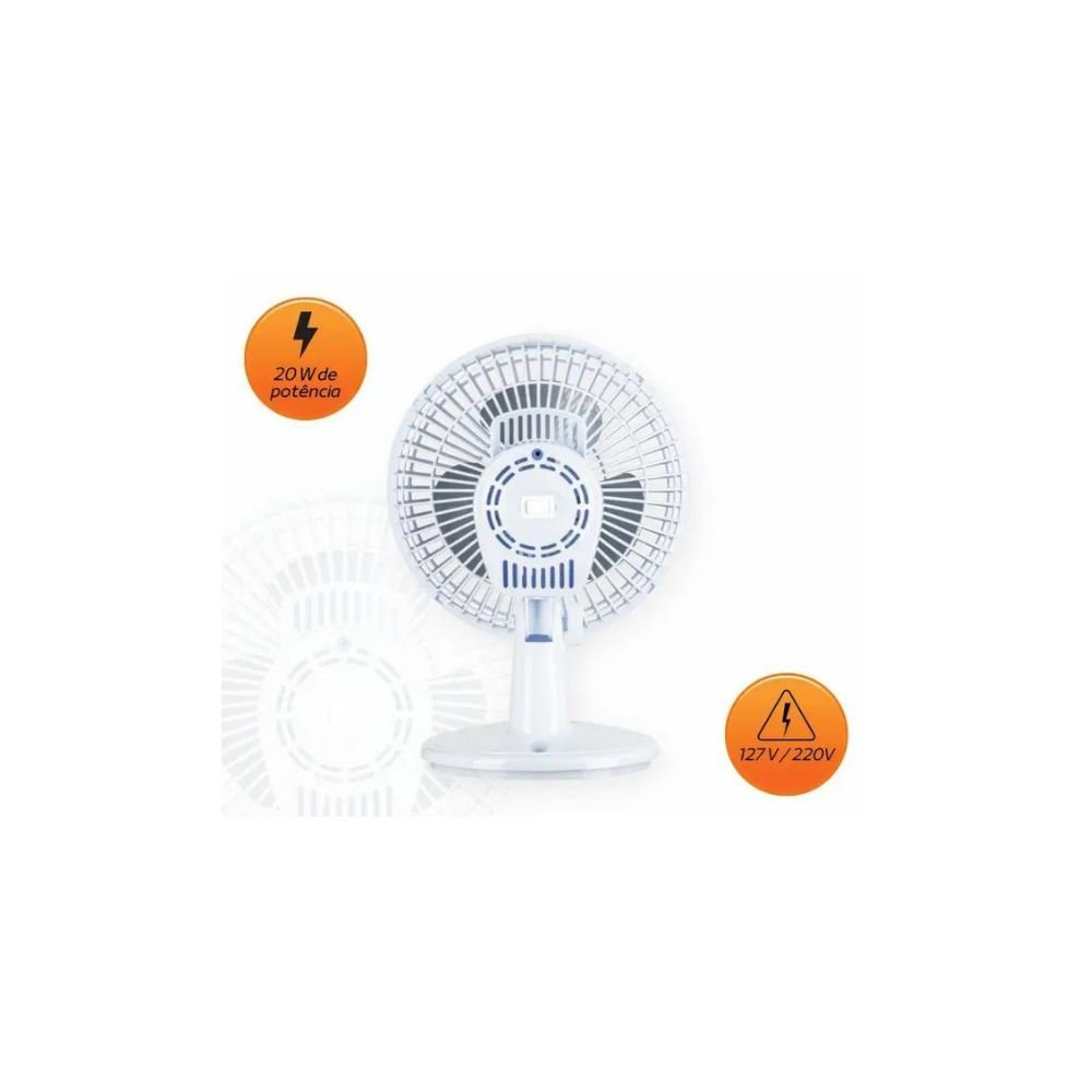 Mini Ventilador Turbo Ventimais 3 Pás 20cm 2 Velocidades Branco e Prata 110v - 7