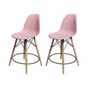 Ver imagem 1 de Kit 2 Banquetas Eames Eiffel de Madeira Assento Rosa Claro