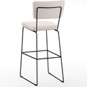 Ver imagem 7 de Kit 05 Banquetas Altas Sala de Jantar Allana L02 Faixa Couríssimo Camel Linho Cru - Lyam Decor