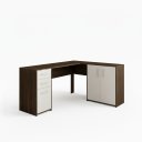 Ver imagem 2 de Escrivaninha para Computador Torino em L com 3 Gaveta - Canela / Off White
