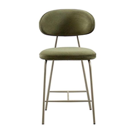 Banqueta Luxe Baixa Veludo Verde e Madeira Base Fendi - 77219