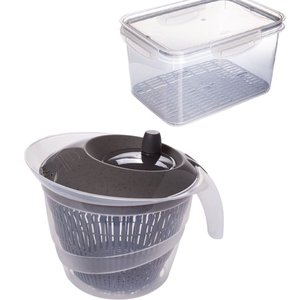 Secador de Saladas Manual 4 Litros Cinza Mais Guarda Salada Plasutil
