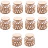 Kit 10 Potes Herméticos de Vidro 520ml Sisal Tampa Madeira Porta Mantimentos Wolff  - 1