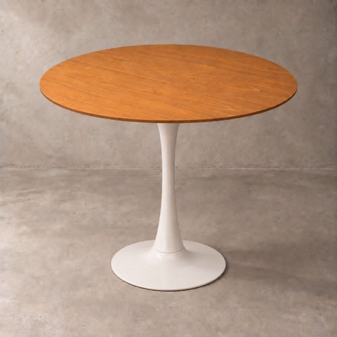 Mesa de Jantar Redonda Saarinen Basic Freijó 110cm Branca Design Moderno