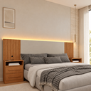 Ver imagem 1 de Cabeceira Painel Ripado Box Casal com LED e USB Lavras Tcel