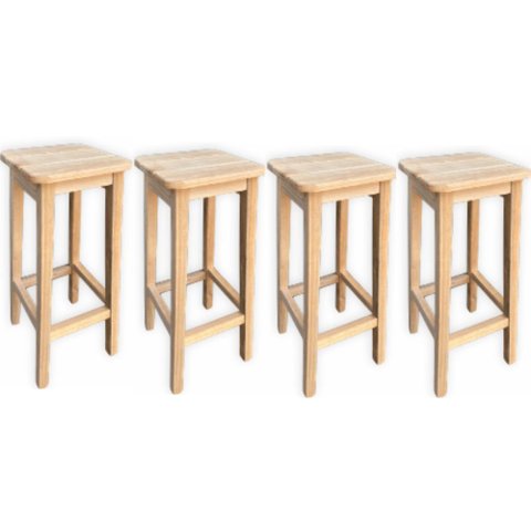Kit 4 Banquetas Alta Reforçada de Madeira Eucalipto sem pintura