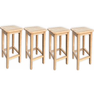 Kit 4 Banquetas Alta Reforçada de Madeira Eucalipto sem pintura