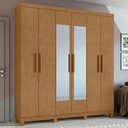 Ver imagem 1 de Guarda-roupa Casal Jazz 6 Portas 3 Gavetas com Espelho 73939.3 Amêndoa Clean - Móveis Lopas