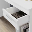 Ver imagem 2 de Mesa 108cm Escrivaninha Escritório Estudo Office com 1 Gaveta e Nicho Branca