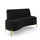 Ver imagem 1 de Sofá 2 Lugares Living 135cm Pé Ferro Dourado Maraú Veludo Preto K01 - D'Rossi