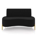 Ver imagem 5 de Sofá 2 Lugares Living 135cm Pé Ferro Dourado Maraú Veludo Preto K01 - D'Rossi
