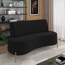 Ver imagem 2 de Sofá 2 Lugares Living 135cm Pé Ferro Dourado Maraú Veludo Preto K01 - D'Rossi