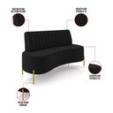 Ver imagem 3 de Sofá 2 Lugares Living 135cm Pé Ferro Dourado Maraú Veludo Preto K01 - D'Rossi