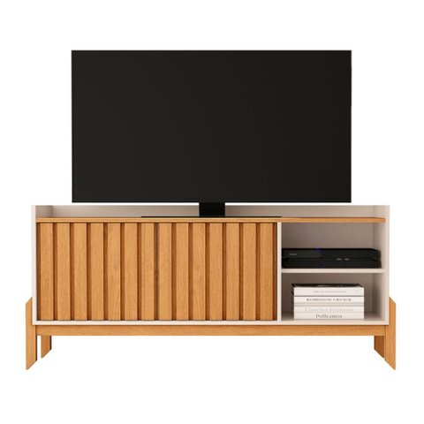 Rack para Tv 55 Pol Sala de Estar Ripado Off White Nature