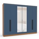 Ver imagem 3 de Guarda Roupa Roupeiro 6 Portas 4 Gavetas com Espelho Valência Freijó Azul Politorno Móveis