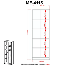 Kit 2 Armários para Escritório 2 Portas de Vidro ME4115  - 5