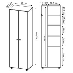 Conjunto Lavanderia Multiuso 2 Peças 1 Armário Aéreo AM3104 1 Armário Multiuso AM3101  - 6