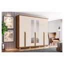 Ver imagem 1 de Guarda Roupa Casal Ambiente Andréas 6 Portas Nature Off White com Espelho - Henn