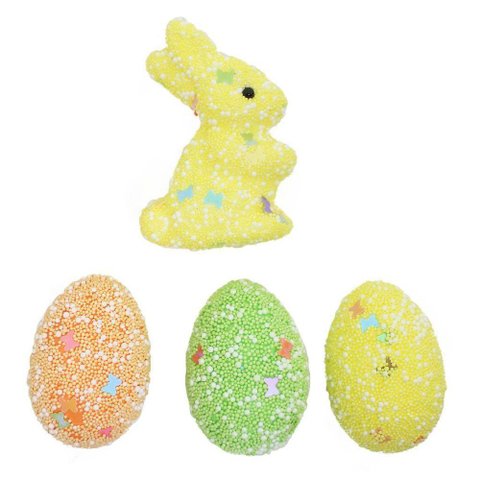 Kit Enfeites Decorativos Páscoa 6 Coelhinhos com Ovos Decorados
