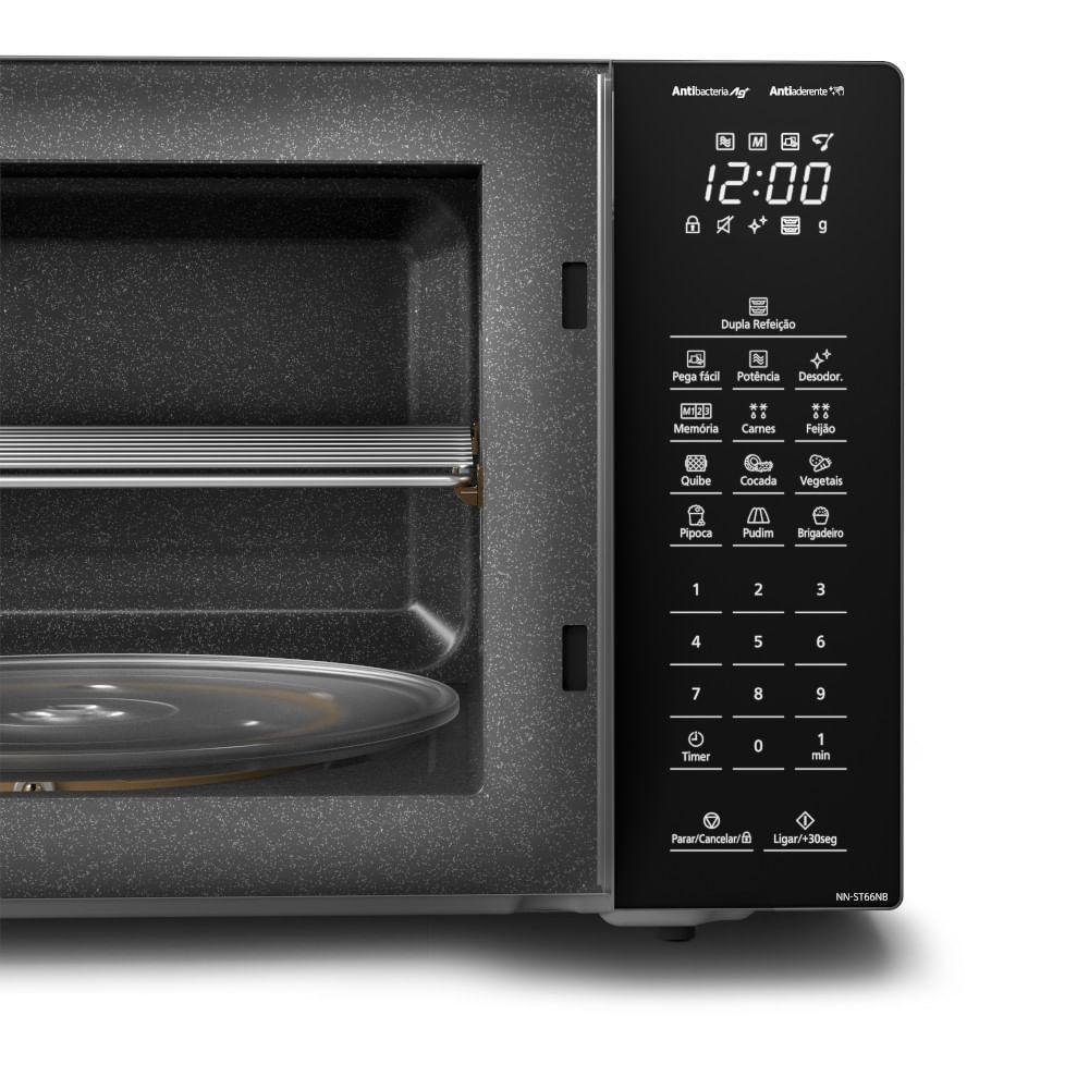 Microondas Panasonic Dupla Refeição 34L Black Glass NN-ST66NBRU - 127 - 3