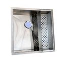 Ver imagem 1 de Pia Moderna Para Cozinha Cuba 40X40 Aço Inox Com Válvula Oferta + Escorredor Inox AJB STORE