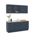 Ver imagem 2 de Cozinha Compacta Modulada 7 Portas 3 Gavetas 100% MDF 1 Tampo Sevilha Azul/Órion