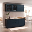 Ver imagem 4 de Cozinha Compacta Modulada 7 Portas 3 Gavetas 100% MDF 1 Tampo Sevilha Azul/Órion