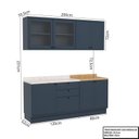 Ver imagem 3 de Cozinha Compacta Modulada 7 Portas 3 Gavetas 100% MDF 1 Tampo Sevilha Azul/Órion