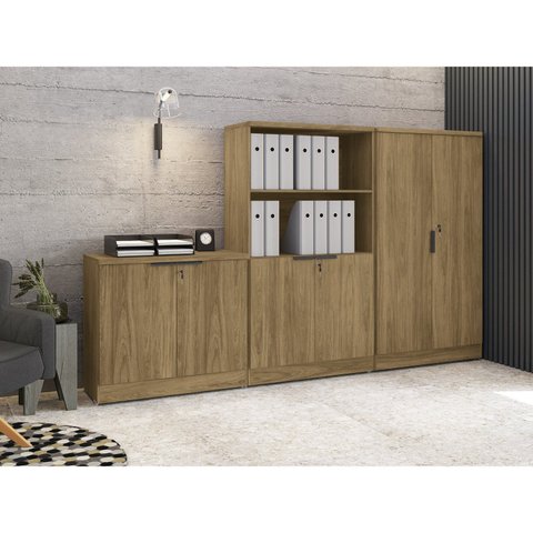 Conjunto 3 Peças 1 Balcão 2 Armários para Escritório com Chave Itapua